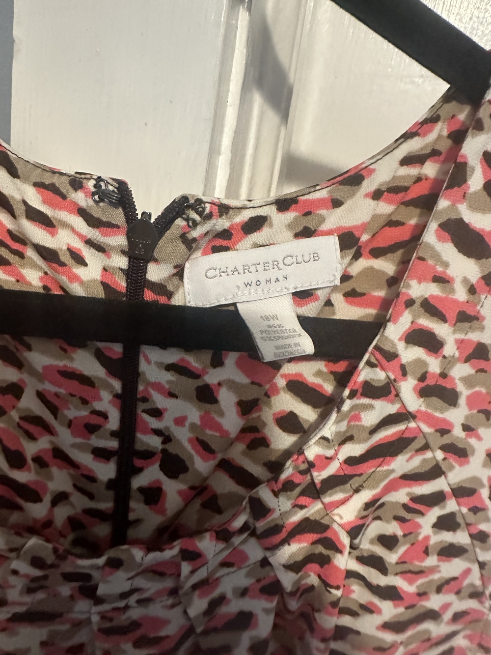 Charter Club Sleeveless Printed Maxi Dress in White, Pink & Brown 18W - Picture 3 of 3